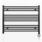 700mm x 600mm Straight Matt Black Electric Pre-Filled Heated Towel Rail Radiator