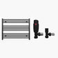 700mm Wide - Heated Towel Rail Radiator - Matt Black - Straight