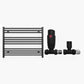 700mm Wide - Heated Towel Rail Radiator - Matt Black - Straight