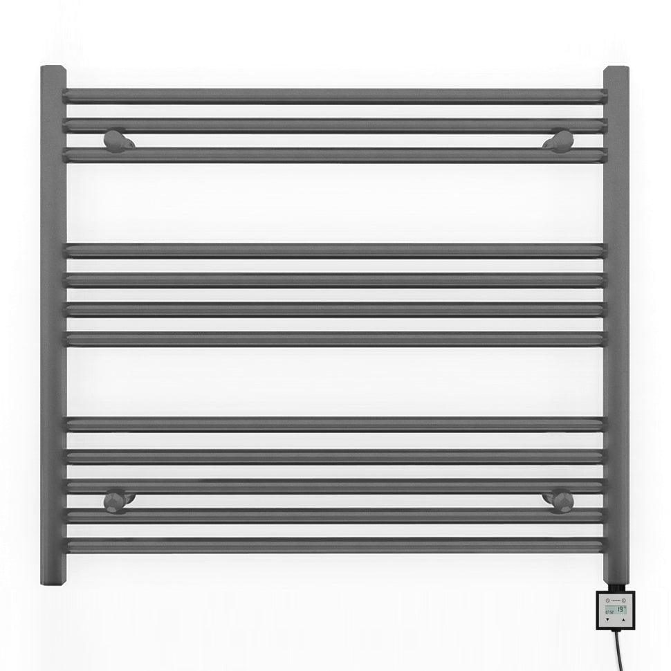 800mm x 700mm  Anthracite Grey Electric Pre-Filled Heated Towel Rail Radiator
