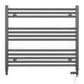 Dual Fuel 900mm x 700mm Straight Anthracite Grey Heated Towel Rail - (incl. Valves + Electric Heating Kit)