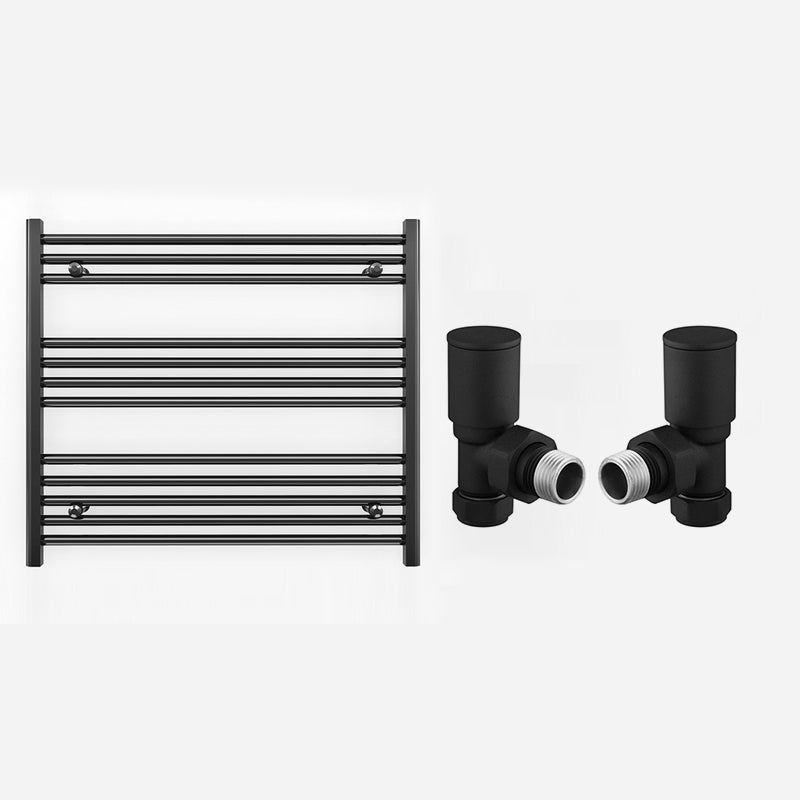 800mm x 700mm Straight Matt Black Heated Towel Rail Radiator
