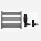 800mm Wide - Heated Towel Rail Radiator - Matt Black - Straight