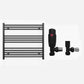 900mm Wide - Heated Towel Rail Radiator - Matt Black - Straight