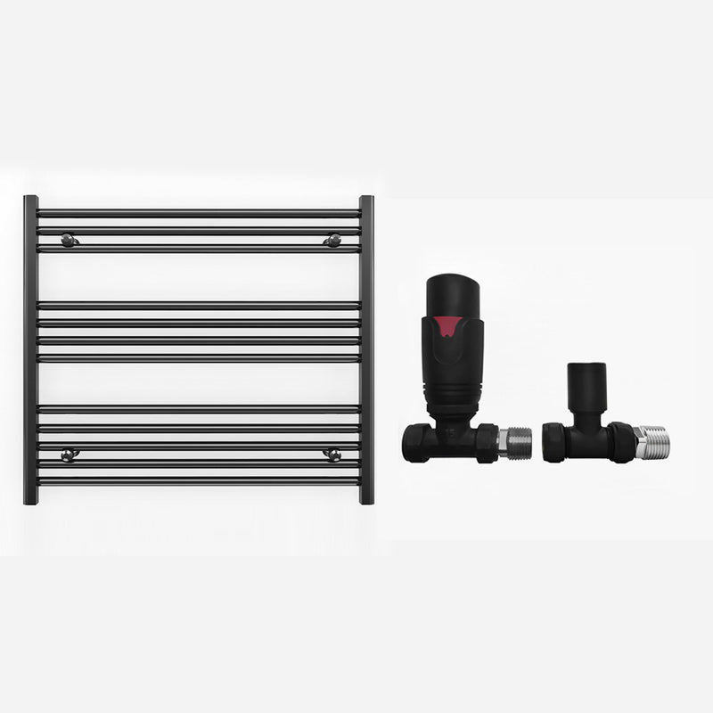 800mm x 700mm Straight Matt Black Heated Towel Rail Radiator