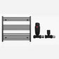 800mm Wide - Heated Towel Rail Radiator - Matt Black - Straight