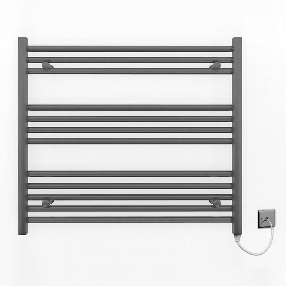 800mm Wide - Electric Heated Towel Rail Radiator - Anthracite Grey - Straight
