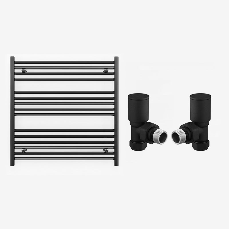 800mm x 800mm Straight Matt Black Heated Towel Rail Radiator