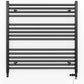 Dual Fuel 700mm x 800mm Straight Matt Matt Black Heated Towel Rail - (incl. Valves + Electric Heating Kit)
