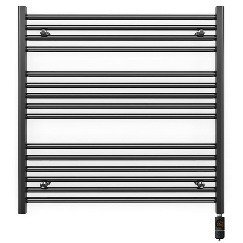 800mm x 800mm Straight Matt Black Electric Pre-Filled Heated Towel Rail Radiator