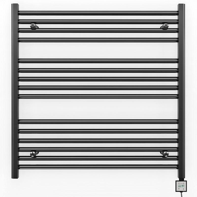 800mm x 800mm Straight Matt Black Electric Pre-Filled Heated Towel Rail Radiator