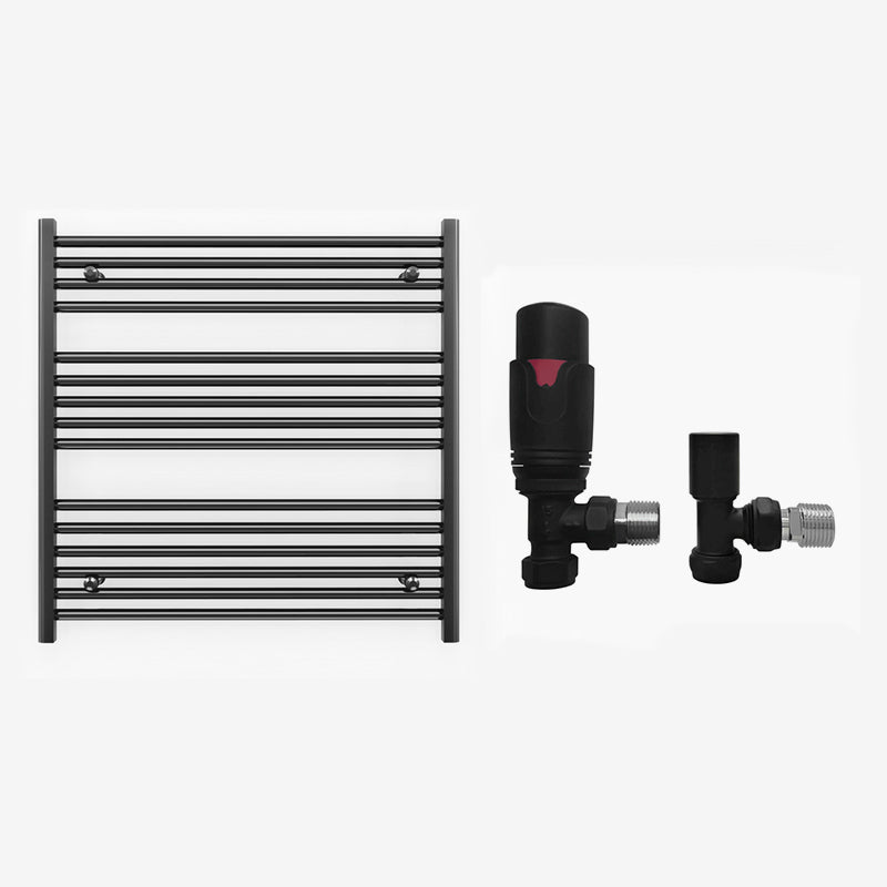 700mm x 800mm Straight Matt Black Heated Towel Rail Radiator
