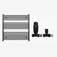 700mm Wide - Heated Towel Rail Radiator - Matt Black - Straight