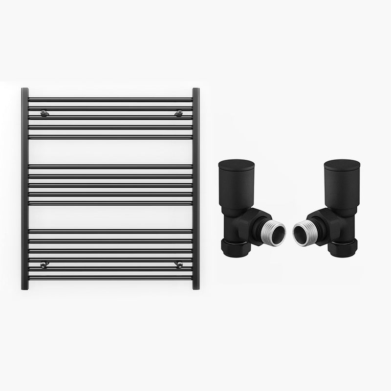 800mm Wide - Heated Towel Rail Radiator - Matt Black - Straight