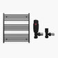 800mm Wide - Heated Towel Rail Radiator - Matt Black - Straight