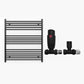 800mm Wide - Heated Towel Rail Radiator - Matt Black - Straight