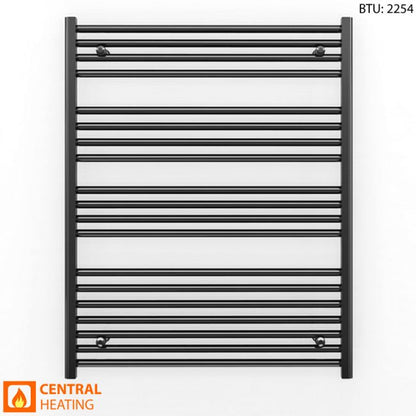 800mm x 1000mm Straight Matt Black Heated Towel Rail Radiator