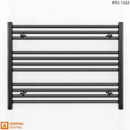 800mm Wide - Heated Towel Rail Radiator - Matt Black - Straight