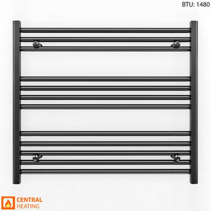 800mm x 700mm Straight Matt Black Heated Towel Rail Radiator
