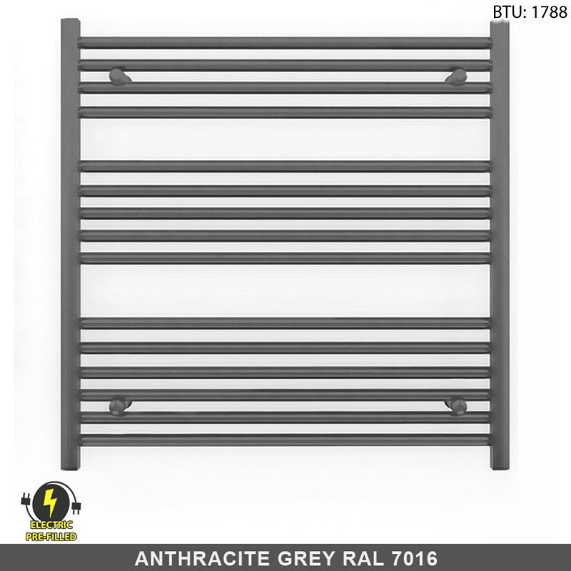 800mm x 800mm  Anthracite Grey Electric Pre-Filled Heated Towel Rail Radiator