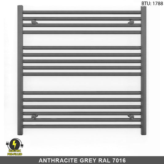 800mm x 800mm  Anthracite Grey Electric Pre-Filled Heated Towel Rail Radiator