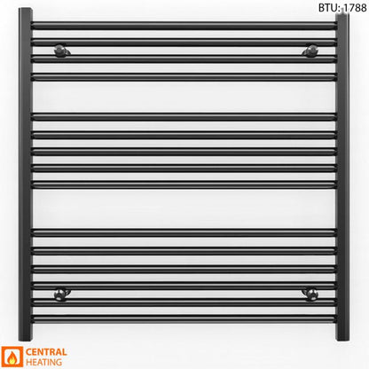800mm x 800mm Straight Matt Black Heated Towel Rail Radiator