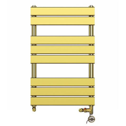 500x800mm Dual Fuel Shiny Gold Heated Towel Rail Panel - Bathroom Designer Radiator