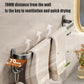Black Wall Mounted Bathroom Towel Rack Storage Organizer - Adjustable Width 30-80cm 