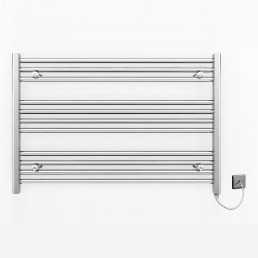 900mm x 600mm Straight Chrome Electric Pre-Filled Heated Towel Rail Radiator