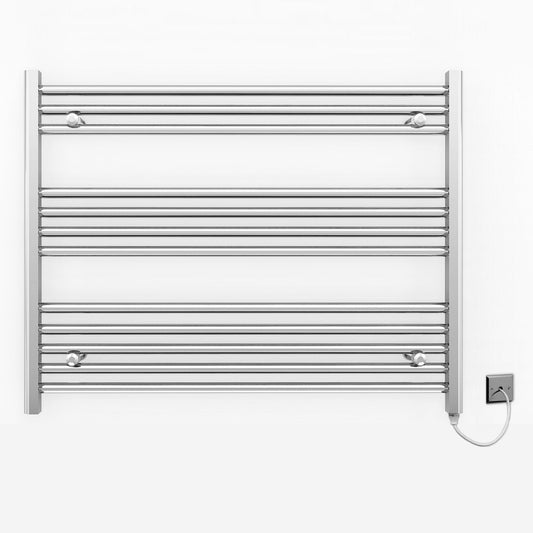 900mm x 700mm Straight Chrome Electric Pre-Filled Heated Towel Rail Radiator