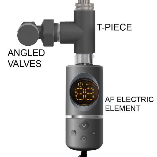 Anthracite Grey AF Type Thermostatic Dual Fuel Heating Immersion Element for Towel Rail