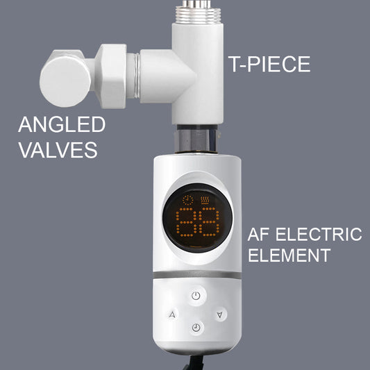 White AF Type Thermostatic Dual Fuel Heating Immersion Element for Towel Rail