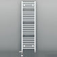 Dual Fuel 400mm x 1200mm Straight White Heated Towel Rail - (incl. Valves + Electric Heating Kit)