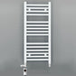 Dual Fuel - 400mm Wide - Straight Flat White- Heated Towel Rail - (incl. Valves + Electric Heating Kit)