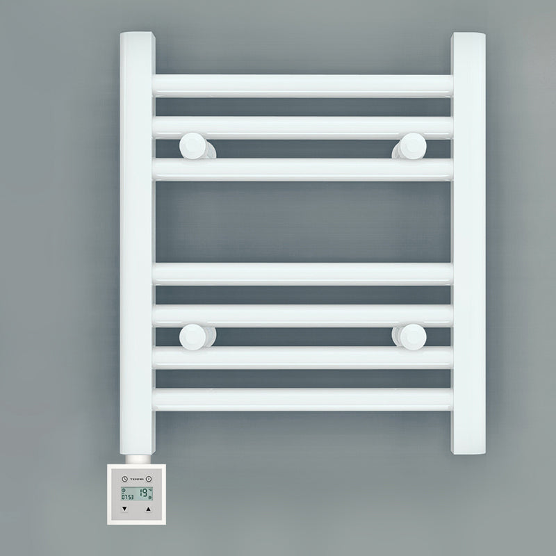 Small 300mm x 400mm Straight White Electric Pre-Filled Heated Towel Rail Radiator