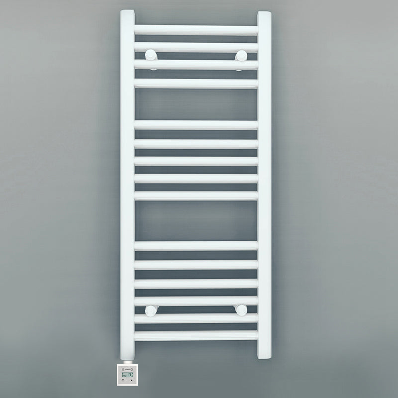 400mm Wide - Electric Heated Towel Rail Radiator - Flat White - Straight