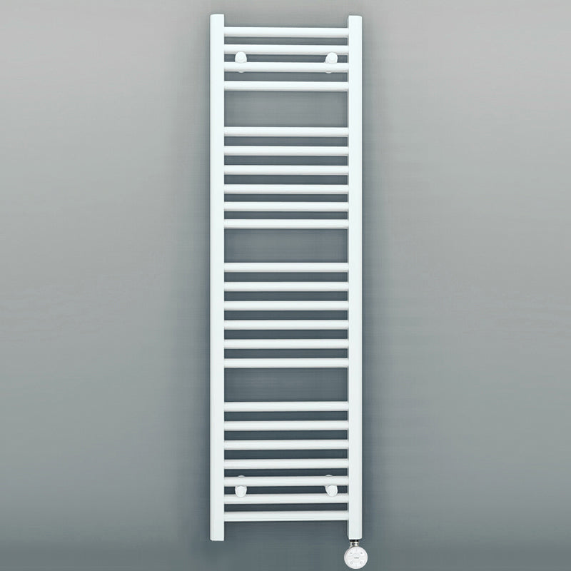 550mm Wide - Electric Heated Towel Rail Radiator - Flat White - Straight