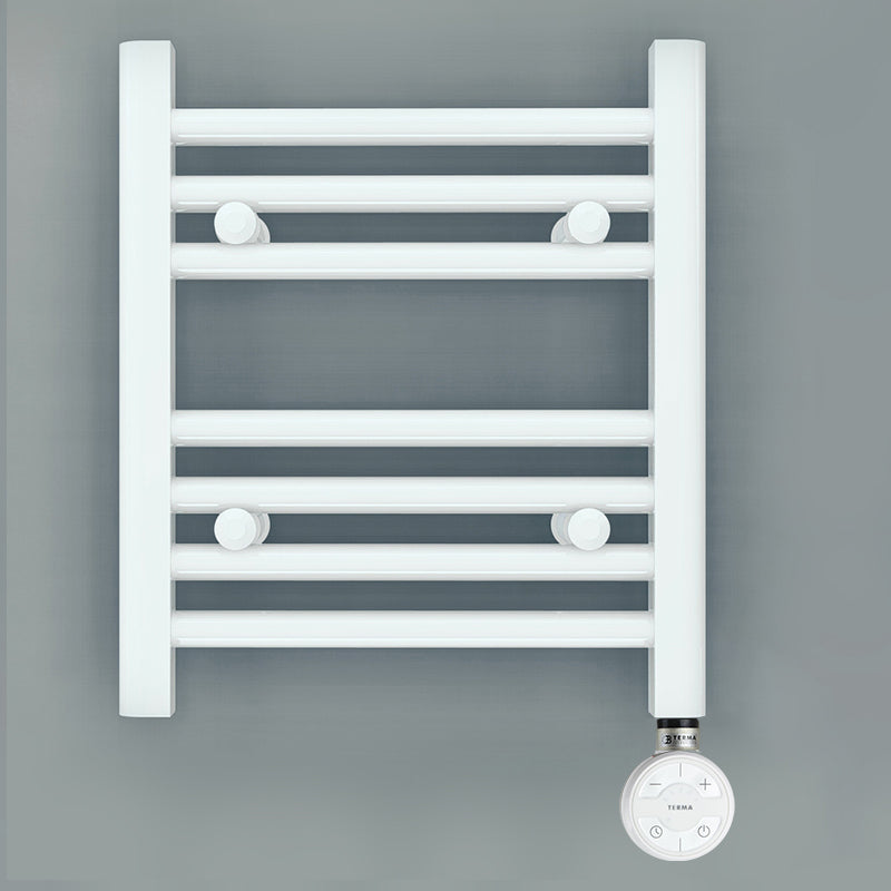 Small 300mm x 400mm Straight White Electric Pre-Filled Heated Towel Rail Radiator