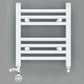 Dual Fuel - 300mm Wide - Straight Flat White- Heated Towel Rail - (incl. Valves + Electric Heating Kit)