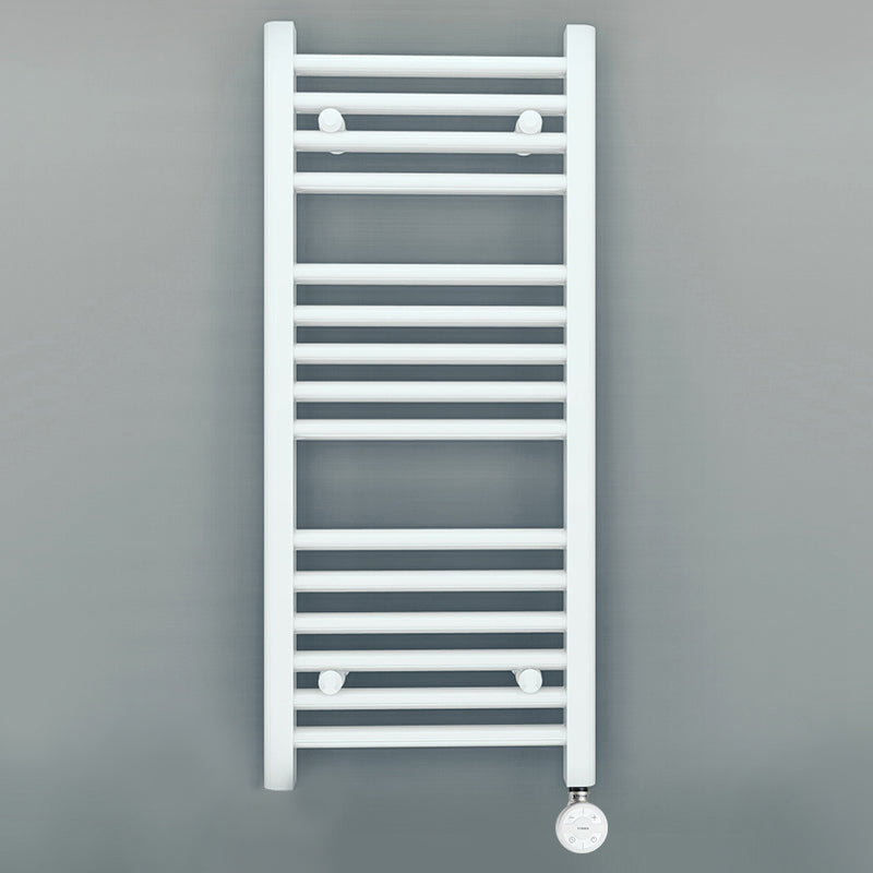 500mm Wide - Electric Heated Towel Rail Radiator - Flat White - Straight