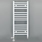 Dual Fuel - 550mm Wide - Straight Flat White- Heated Towel Rail - (incl. Valves + Electric Heating Kit)