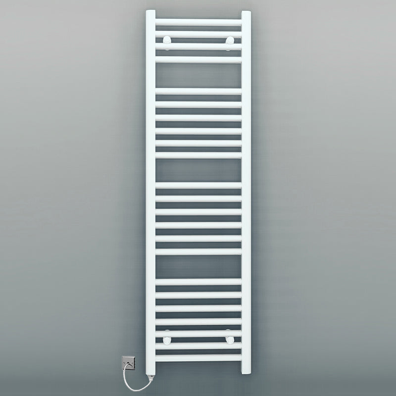 550mm Wide - Electric Heated Towel Rail Radiator - Flat White - Straight