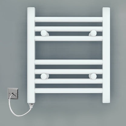 300mm Wide - Electric Heated Towel Rail Radiator - Flat White - Straight