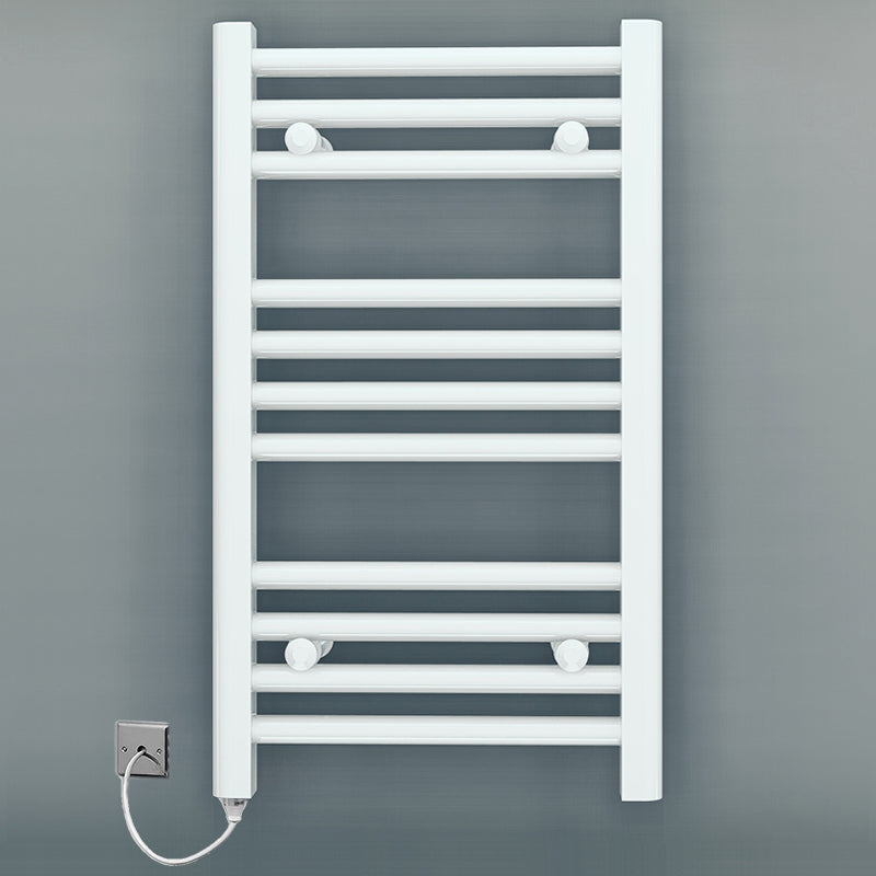 Small 300mm x 600mm Straight White Electric Pre-Filled Heated Towel Rail Radiator