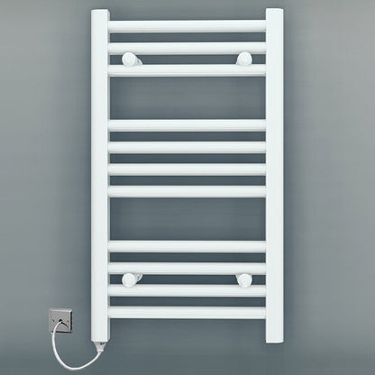 Small 300mm x 600mm Straight White Electric Pre-Filled Heated Towel Rail Radiator