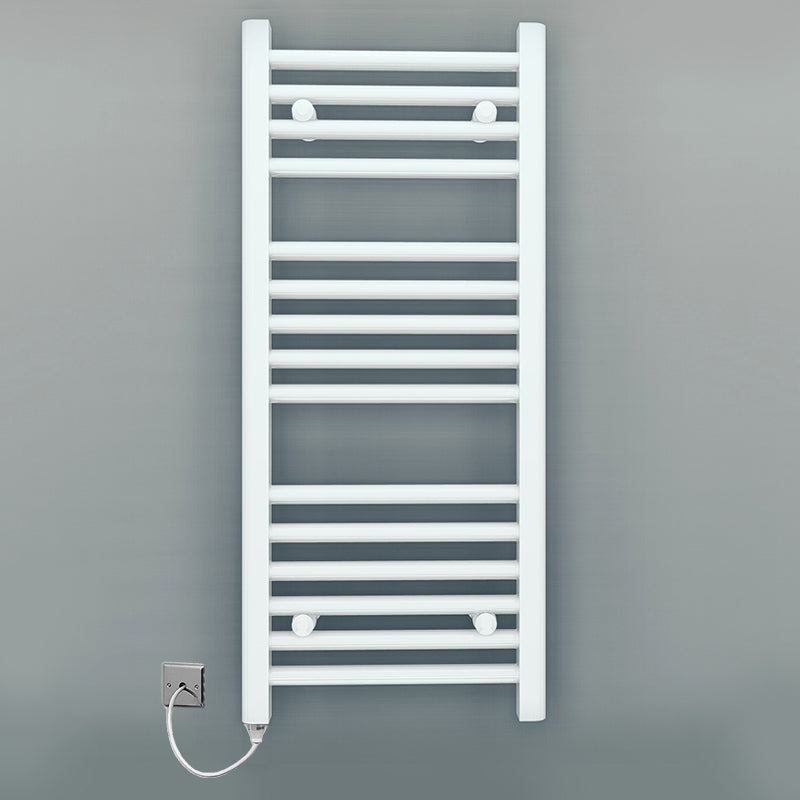 500mm Wide - Electric Heated Towel Rail Radiator - Flat White - Straight