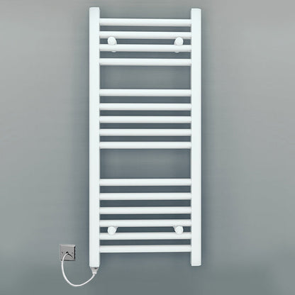 400mm Wide - Electric Heated Towel Rail Radiator - Flat White - Straight