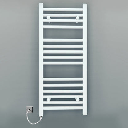 Small 500mm x 800mm Straight White Electric Pre-Filled Heated Towel Rail Radiator