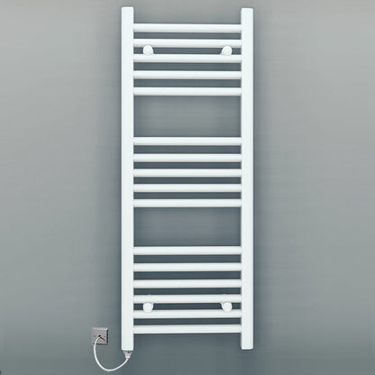 Small 400mm x 900mm Straight White Electric Pre-Filled Heated Towel Rail Radiator