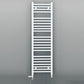 Dual Fuel 400mm x 1200mm Straight White Heated Towel Rail - (incl. Valves + Electric Heating Kit)